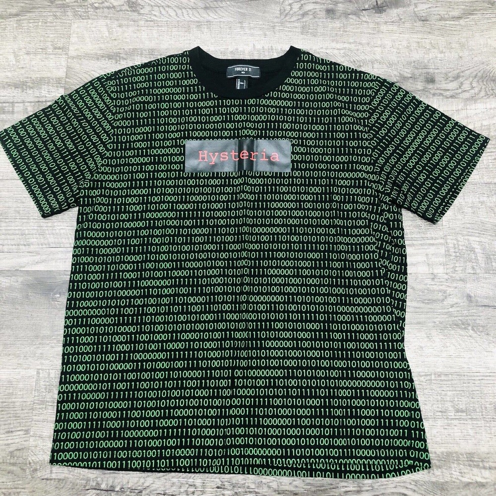 Forever 21 “Hysteria” T Shirt Mens Sz L Green & Black Boys Short Sleeve Tee E2 - Picture 5 of 5